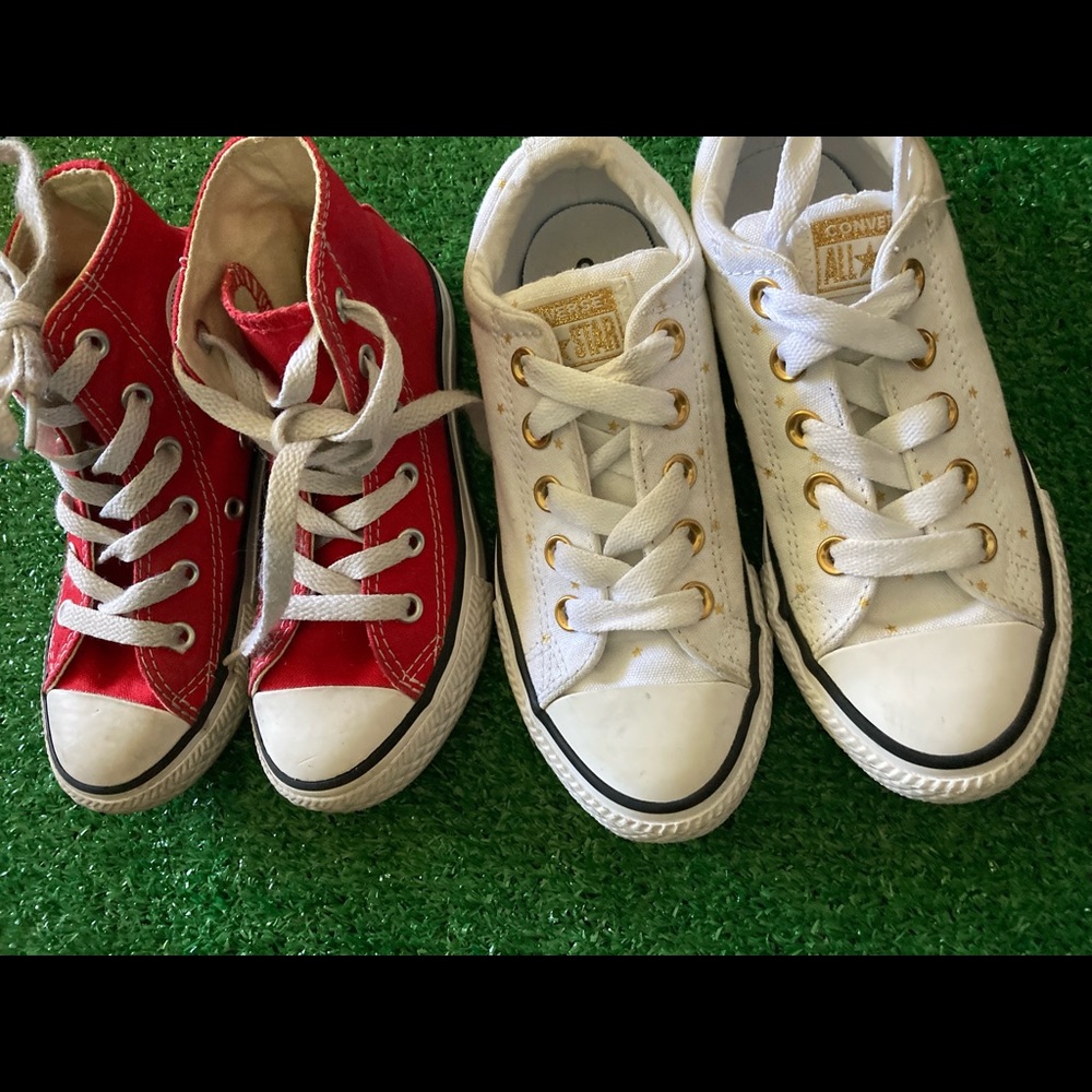 Converses. White size 13 kids- Red size 11 kids